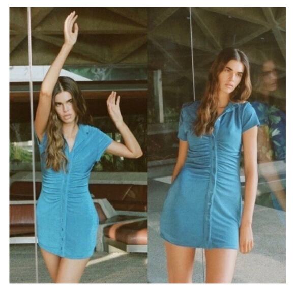 With Jean Alexa Blue Mini Dress Size Large Mermaid Preppy Minimalist Cocktail - Picture 1 of 13